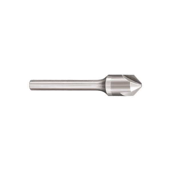 SGS - 1/4" Head Diam, 1/4" Shank Diam, 3 Flute 90° Solid Carbide Countersink - Bright Finish, 2" OAL, Single End, Straight Shank, Right Hand Cut - USA Tool & Supply