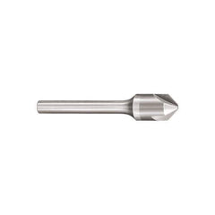 SGS - 3/8" Head Diam, 1/4" Shank Diam, 3 Flute 82° Solid Carbide Countersink - Bright Finish, 2-13/16" OAL, Single End, Straight Shank, Right Hand Cut - USA Tool & Supply