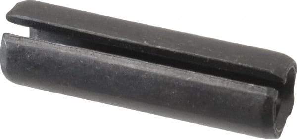 Made in USA - 7/16" Diam x 1-1/2" Long Slotted Spring Pin - Grade 1070-1090 Alloy Steel, Black Oxide Finish - USA Tool & Supply