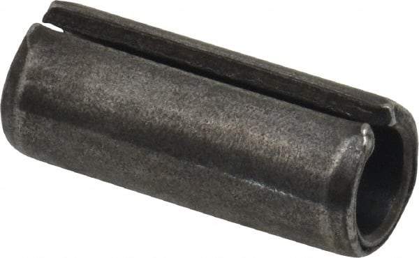 Made in USA - 1/2" Diam x 1-1/4" Long Slotted Spring Pin - Grade 1070-1090 Alloy Steel, Black Oxide Finish - USA Tool & Supply