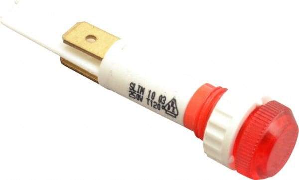 ACI - 220 V Red Lens Indicating Light - Round Lens, Blade Connector, 10mm Wide - USA Tool & Supply