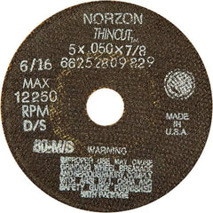 Norton - 5" Ceramic Cutoff Wheel - 1/16" Thick, 7/8" Arbor - USA Tool & Supply