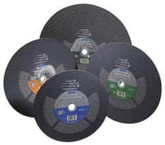 Norton - 14" 16 Grit Silicon Carbide Cutoff Wheel - 3/16" Thick, 1" Arbor, 4,365 Max RPM, Use with Portable Tools - USA Tool & Supply
