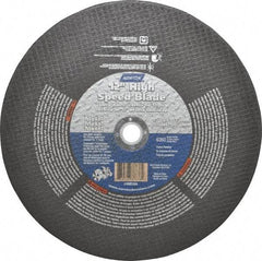 Norton - 12" 24 Grit Aluminum Oxide Cutoff Wheel - 1/8" Thick, 1" Arbor, 6,360 Max RPM, Use with Electric & Gas Powered Saws - USA Tool & Supply