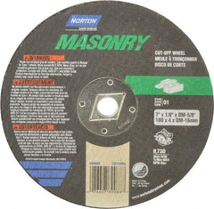 Norton - 7" 24 Grit Silicon Carbide Cutoff Wheel - 1/8" Thick, 5/8" Arbor, 8,730 Max RPM, Use with Circular Saws - USA Tool & Supply