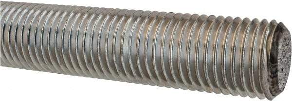 Made in USA - 1-1/4-7 UNC (Coarse), 3' Long, Low Carbon Steel Threaded Rod - Zinc-Plated Finish, Right Hand Thread - USA Tool & Supply