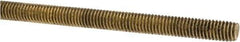 Made in USA - #10-32 UNF (Fine), 3' Long, Brass Threaded Rod - Right Hand Thread - USA Tool & Supply