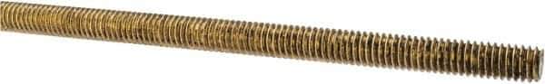 Made in USA - 5/16-18 UNC (Coarse), 3' Long, Brass Threaded Rod - Right Hand Thread - USA Tool & Supply