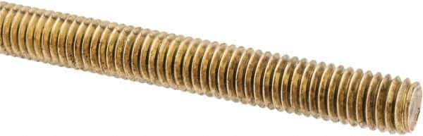 Made in USA - 3/8-16 UNC (Coarse), 3' Long, Brass Threaded Rod - Right Hand Thread - USA Tool & Supply