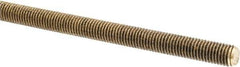 Made in USA - 1/4-28 UNF (Fine), 3' Long, Brass Threaded Rod - Right Hand Thread - USA Tool & Supply