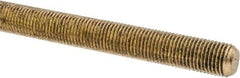 Made in USA - 3/8-24 UNF (Fine), 3' Long, Brass Threaded Rod - Right Hand Thread - USA Tool & Supply