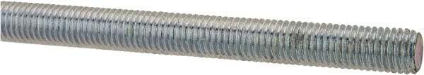Made in USA - 1/4-28 UNF (Fine), 3' Long, Low Carbon Steel Threaded Rod - Zinc-Plated Finish, Right Hand Thread - USA Tool & Supply