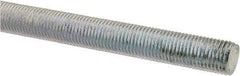 Made in USA - 3/8-24 UNF (Fine), 3' Long, Low Carbon Steel Threaded Rod - Zinc-Plated Finish, Right Hand Thread - USA Tool & Supply