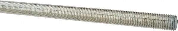 Made in USA - 7/16-20 UNF (Fine), 3' Long, Low Carbon Steel Threaded Rod - Zinc-Plated Finish, Right Hand Thread - USA Tool & Supply