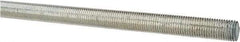 Made in USA - 7/16-20 UNF (Fine), 3' Long, Low Carbon Steel Threaded Rod - Zinc-Plated Finish, Right Hand Thread - USA Tool & Supply