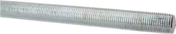 Made in USA - 1/2-20 UNF (Fine), 3' Long, Low Carbon Steel Threaded Rod - Zinc-Plated Finish, Right Hand Thread - USA Tool & Supply