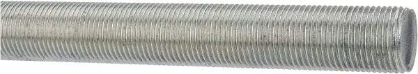 Made in USA - 7/8-14 UNF (Fine), 3' Long, Low Carbon Steel Threaded Rod - Zinc-Plated Finish, Right Hand Thread - USA Tool & Supply