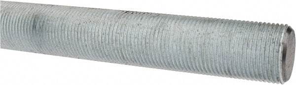 Made in USA - 1-14 UNF (Fine), 3' Long, Low Carbon Steel Threaded Rod - Zinc-Plated Finish, Right Hand Thread - USA Tool & Supply