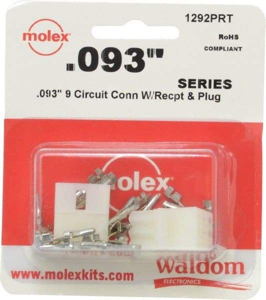 Molex - 9 Circuit, 9 AWG, 0.093 Inch Pin Diameter, Modular Receptacle Plug Connector Package - RoHS Compliant - USA Tool & Supply