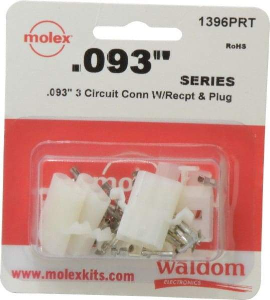 Molex - 3 Circuit, 3 AWG, 0.093 Inch Pin Diameter, Modular Receptacle Plug Connector Package - RoHS Compliant - USA Tool & Supply