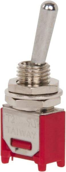 GC/Waldom - SPDT Sub Miniature On-On Toggle Switch - Solder Lug Terminal, Bat Handle Actuator, 125 VAC at 3 A & 250 VAC at 1.50 A - USA Tool & Supply