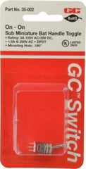 GC/Waldom - DPDT Sub Miniature On-On Toggle Switch - Solder Lug Terminal, Bat Handle Actuator, 125 VAC at 3 A & 250 VAC at 1.50 A - USA Tool & Supply