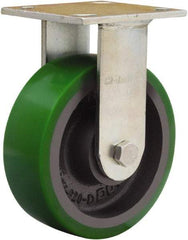 Hamilton - 6" Diam x 2" Wide x 7-1/2" OAH Top Plate Mount Rigid Caster - Polyurethane Mold onto Cast Iron Center, 1,200 Lb Capacity, Sealed Precision Ball Bearing, 4 x 4-1/2" Plate - USA Tool & Supply