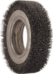 Osborn - 4-1/4" OD, 2" Arbor Hole, Crimped Steel Wheel Brush - 1" Face Width, 3/4" Trim Length, 0.0118" Filament Diam, 6,000 RPM - USA Tool & Supply