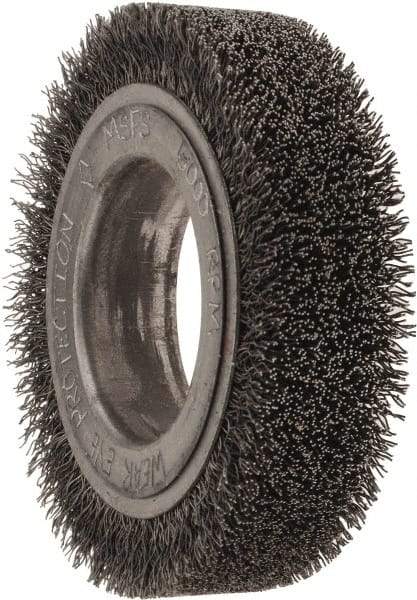 Osborn - 4-1/4" OD, 2" Arbor Hole, Crimped Steel Wheel Brush - 1" Face Width, 3/4" Trim Length, 0.014" Filament Diam, 6,000 RPM - USA Tool & Supply