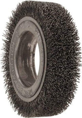 Osborn - 4-1/4" OD, 2" Arbor Hole, Crimped Steel Wheel Brush - 1" Face Width, 3/4" Trim Length, 0.014" Filament Diam, 6,000 RPM - USA Tool & Supply