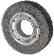 Osborn - 6" OD, 2" Arbor Hole, Crimped Steel Wheel Brush - 1-1/4" Face Width, 1" Trim Length, 0.008" Filament Diam, 6,000 RPM - USA Tool & Supply