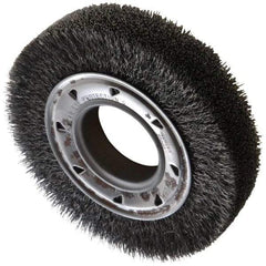 Osborn - 6" OD, 2" Arbor Hole, Crimped Steel Wheel Brush - 1-1/4" Face Width, 1" Trim Length, 0.0118" Filament Diam, 6,000 RPM - USA Tool & Supply