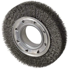 Osborn - 6" OD, 2" Arbor Hole, Crimped Steel Wheel Brush - 1-1/4" Face Width, 1" Trim Length, 0.014" Filament Diam, 6,000 RPM - USA Tool & Supply