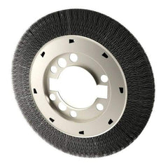 Osborn - 8" OD, 2" Arbor Hole, Crimped Steel Wheel Brush - 1-1/2" Face Width, 1-1/2" Trim Length, 0.008" Filament Diam, 4,500 RPM - USA Tool & Supply
