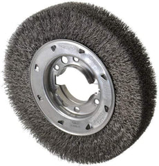 Osborn - 8" OD, 2" Arbor Hole, Crimped Steel Wheel Brush - 1-1/2" Face Width, 1-1/2" Trim Length, 0.0118" Filament Diam, 4,500 RPM - USA Tool & Supply