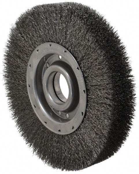 Osborn - 10" OD, 2" Arbor Hole, Crimped Steel Wheel Brush - 2" Face Width, 2-1/8" Trim Length, 0.014" Filament Diam, 3,600 RPM - USA Tool & Supply