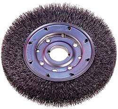 Osborn - 14" OD, 2" Arbor Hole, Crimped Nylon Wheel Brush - 1" Face Width, 2-1/8" Trim Length, 2,400 RPM - USA Tool & Supply