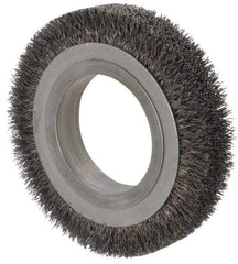 Osborn - 4-1/4" OD, 2" Arbor Hole, Crimped Steel Wheel Brush - 5/8" Face Width, 11/16" Trim Length, 0.0118" Filament Diam, 6,000 RPM - USA Tool & Supply