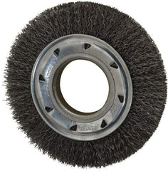 Osborn - 6" OD, 2" Arbor Hole, Crimped Steel Wheel Brush - 7/8" Face Width, 1" Trim Length, 0.014" Filament Diam, 6,000 RPM - USA Tool & Supply