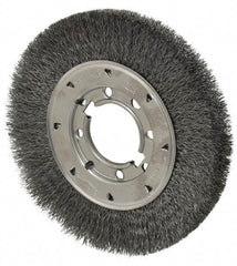 Osborn - 8" OD, 2" Arbor Hole, Crimped Steel Wheel Brush - 5/8" Face Width, 1-1/2" Trim Length, 0.0118" Filament Diam, 4,500 RPM - USA Tool & Supply