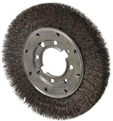 Osborn - 8" OD, 2" Arbor Hole, Crimped Steel Wheel Brush - 5/8" Face Width, 1-1/2" Trim Length, 0.014" Filament Diam, 4,500 RPM - USA Tool & Supply