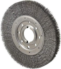 Osborn - 10" OD, 2" Arbor Hole, Crimped Steel Wheel Brush - 1-1/4" Face Width, 2" Trim Length, 0.0118" Filament Diam, 3,600 RPM - USA Tool & Supply