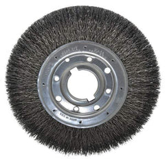 Osborn - 10" OD, 2" Arbor Hole, Crimped Steel Wheel Brush - 1-1/4" Face Width, 2" Trim Length, 0.02" Filament Diam, 3,600 RPM - USA Tool & Supply