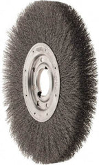 Osborn - 12" OD, 2" Arbor Hole, Crimped Steel Wheel Brush - 1-1/8" Face Width, 3" Trim Length, 0.014" Filament Diam, 3,000 RPM - USA Tool & Supply