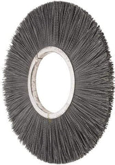 Osborn - 14" OD, 5-1/4" Arbor Hole, Crimped Nylon Wheel Brush - 5/8" Face Width, 3-7/8" Trim Length, 3,000 RPM - USA Tool & Supply