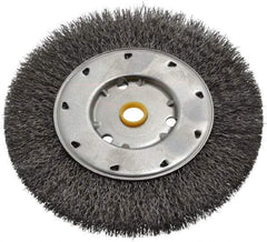 Osborn - 6" OD, 1/2 & 5/8" Arbor Hole, Crimped Steel Wheel Brush - 5/8" Face Width, 1-1/8" Trim Length, 0.0118" Filament Diam, 6,000 RPM - USA Tool & Supply