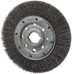 Osborn - 8" OD, 1-1/4" Arbor Hole, Crimped Steel Wheel Brush - 5/8" Face Width, 1-1/2" Trim Length, 0.014" Filament Diam, 4,500 RPM - USA Tool & Supply
