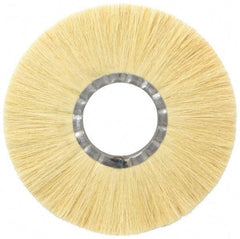 Osborn - 10" OD, 3-1/4" Arbor Hole, Crimped Natural Fiber Wheel Brush - 17/32" Face Width, 2-7/8" Trim Length, 4,250 RPM - USA Tool & Supply