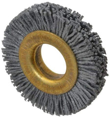 Osborn - 1-1/2" OD, 1/2" Arbor Hole, Crimped Nylon Wheel Brush - 1/4" Face Width, 1/4" Trim Length, 20,000 RPM - USA Tool & Supply