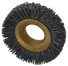 Osborn - 1-1/2" OD, 1/2" Arbor Hole, Crimped Nylon Wheel Brush - 1/4" Face Width, 1/4" Trim Length, 20,000 RPM - USA Tool & Supply